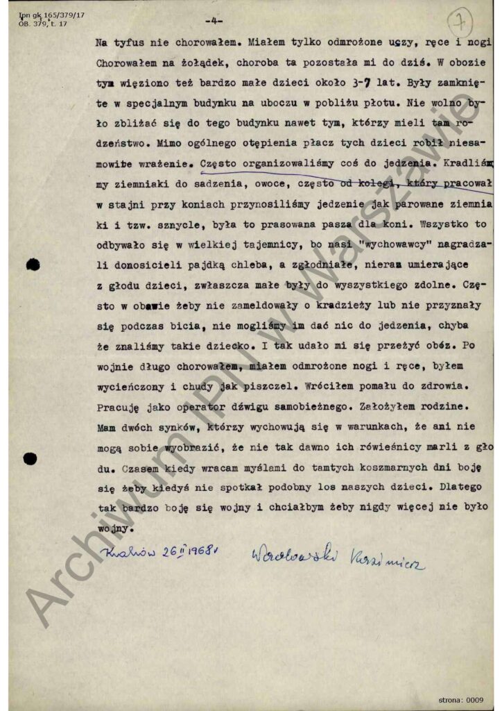 Maszynopis zawierający obozowe wspomnienia.
